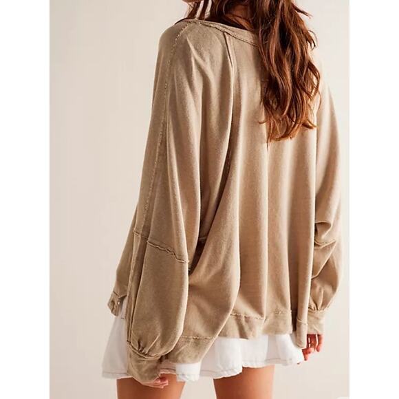 Free People Tops - 091 NWT Free People Wish I Knew Tee | Color Army Stone | Size Large